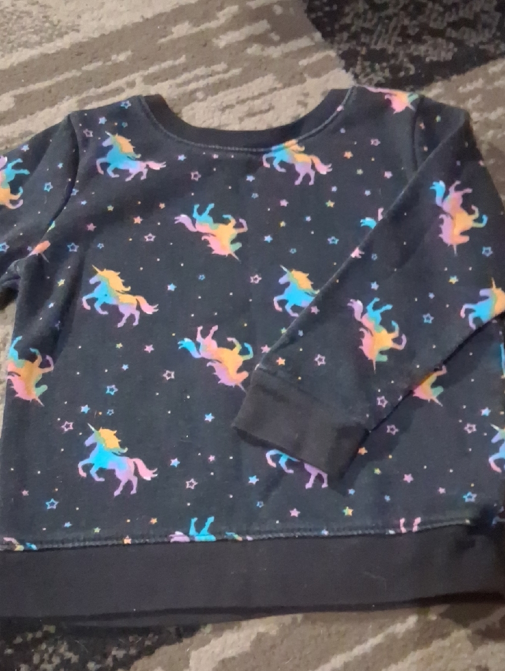 Black Kids Sweatshirt with Rainbow Unicorns